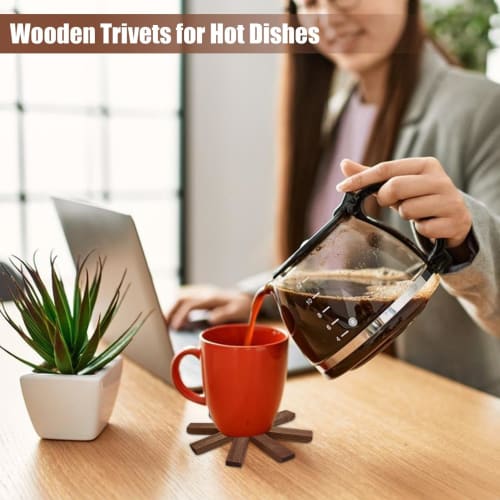 Wooden Trivet for Hot Dishes, Foldable Wooden Tree Trivet, Handmade Tree-shaped Trivet Set with Stand, Reusable Heat-resistant Coasters for Home Kitch