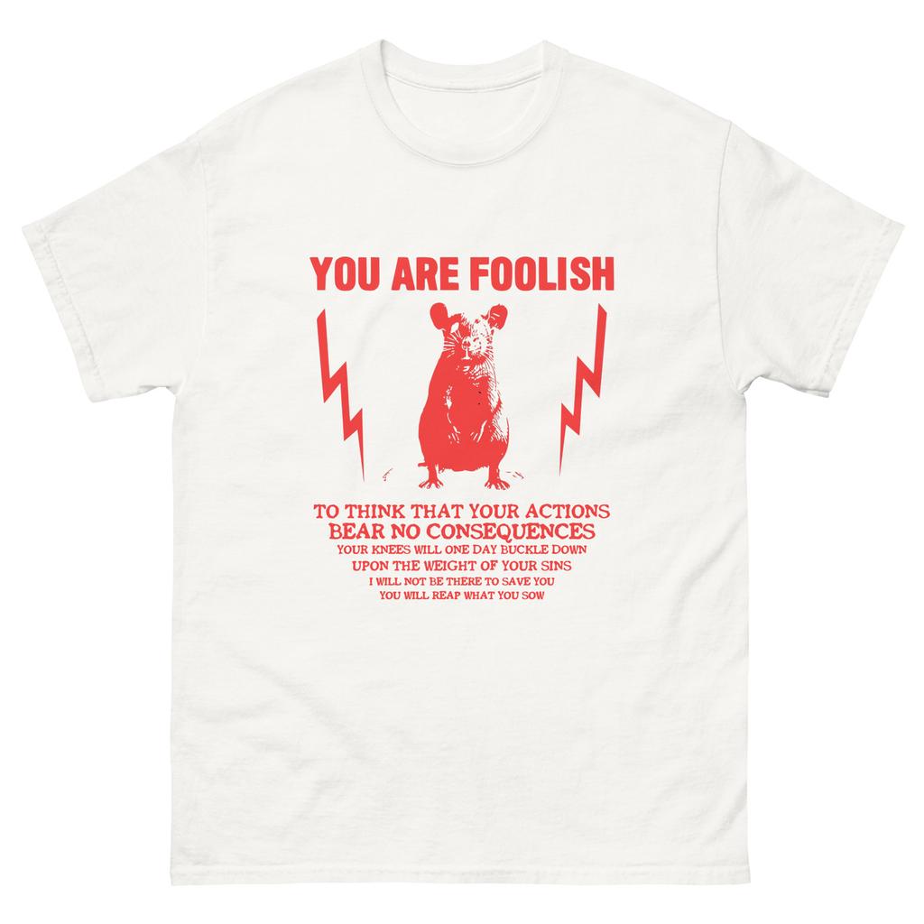 Boy's Casual Cotton Crew Neck T-shirt You Are Foolish Rat Unisex Classic Tee