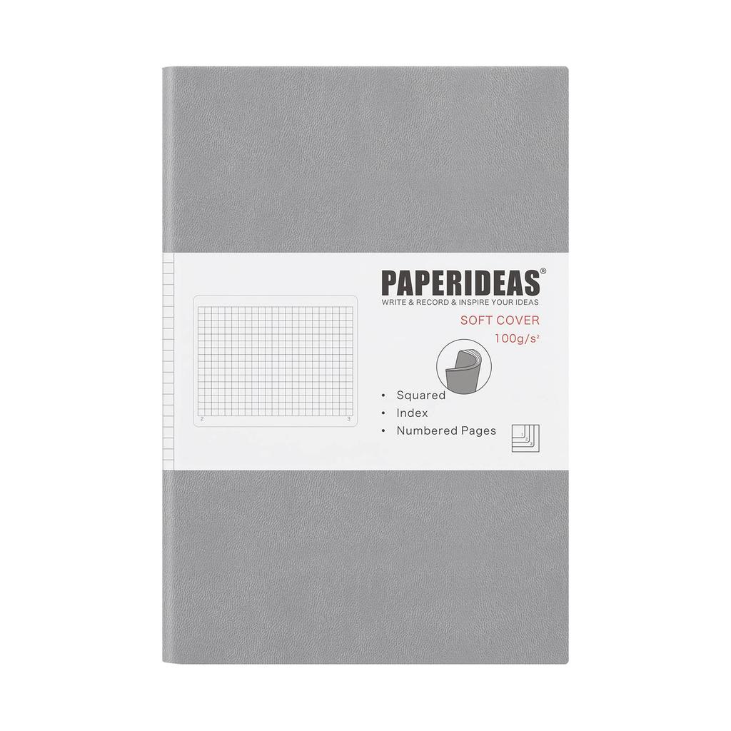 PAPERIDEAS Soft Cover Light Notebook, A5, (Grid, Gray)
