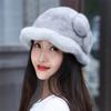 100% Mink Fur Bucket Hat Beanie For Girls Soft Thickened Furry Beret Ladies Hat Elegant Winter Outdoor Windproof Warm Hat