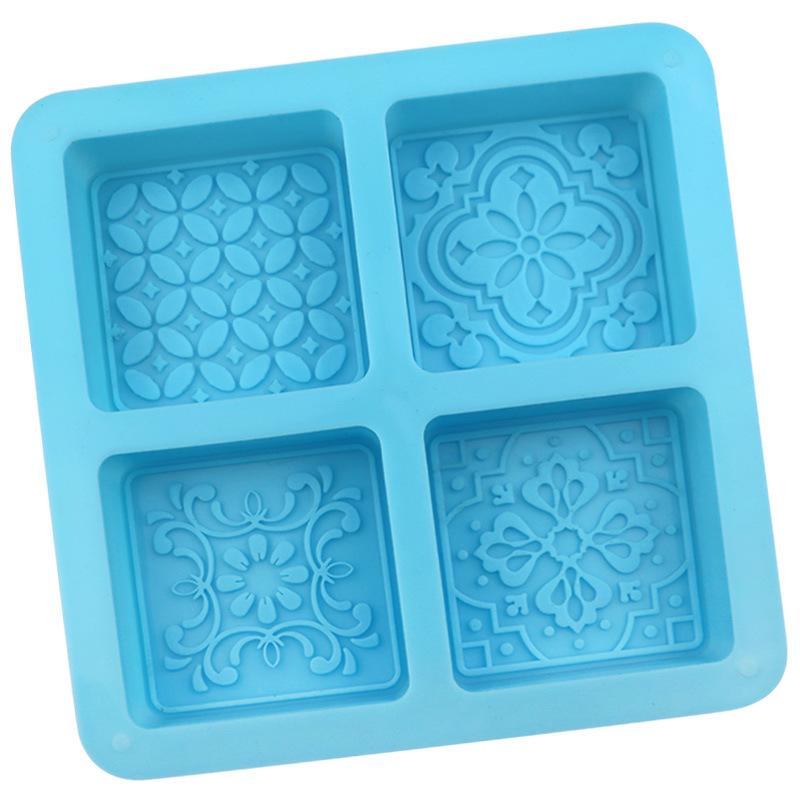 3D Lace Pattern Silicone Mold For Soap Making Supplies Rectangle Embossed Flower Mooncake Dessert Cheesecake Lotion Bar Tools