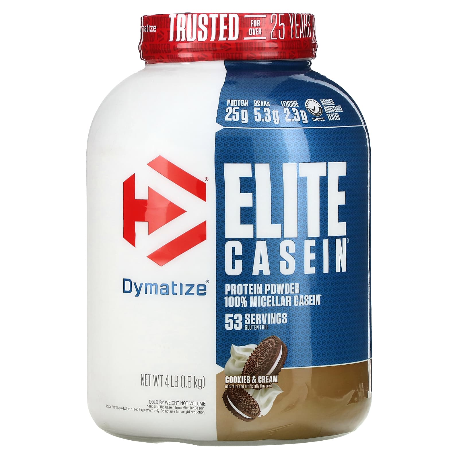 

Elite Casein, Cookies & Cream, 1.8Kg (4 Lbs)