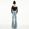 American light-colored slightly pulled jeans women's autumn new high-waisted and thin horseshoe horn pants without sticking to the legs