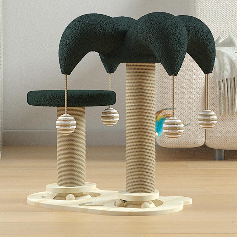 Solid Wood Cat Scratcher Sisal Cat Scratching Post Funny Cat Turntable Climbing Frame Toys for Cats Pet Supplies