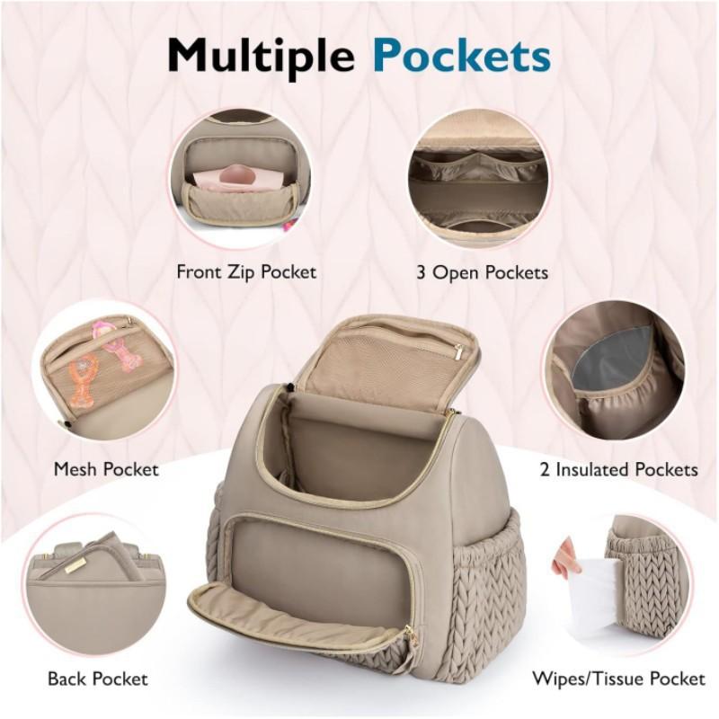 Multifunctional Diaper Bag Backpack, Large Capacity Fashion Mommy Bag With Stroller Straps
