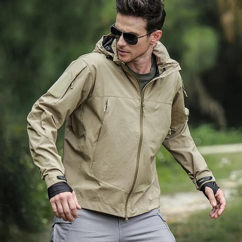 Mens Fashion Waterproof Soft Shell Jacket Tactical Hoodie Winter Warm Military Coats