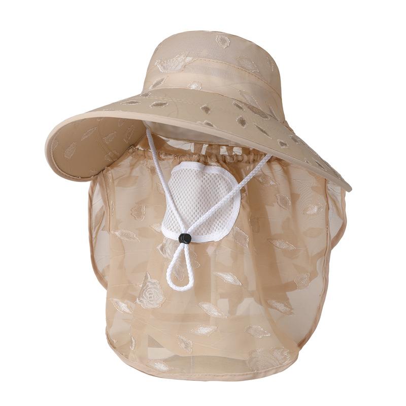 Hat Women's Summer Sun Hat Big Brim UV Protection Tea Picking Hat Sunscreen Face Mask Dry Farm Work Sun Hat