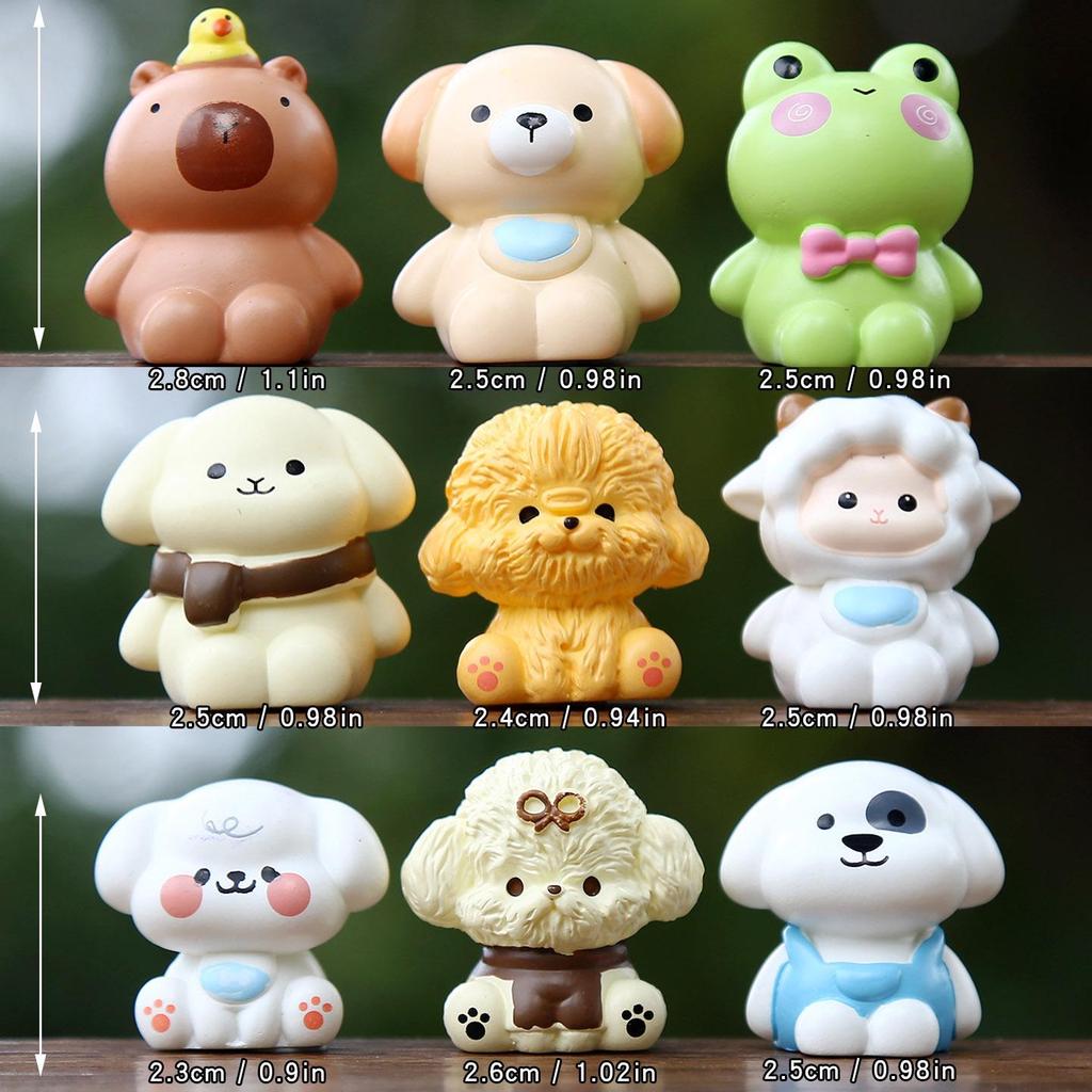Cute Sitting Resin Animal Figurines: Puppy, Frog & Sheep Blind Box Ornaments