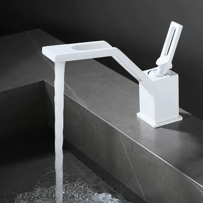 

Tuqiu New Basin Faucet Bathroom Hot Cold White Mixer Crane Deck Single Lever Black Tap Mixer Brass белый