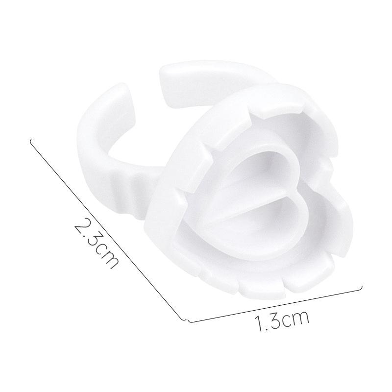 Microblading Eyelash Extension Ring Blooming Epoxy Resin Pigment Cups, Round & Heart-Shaped (100-Pack)