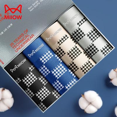 MiiOW 3pcs  Modal Men's Underwear AAA Antibacterial Oversized Checkered Underwear Boxing Shorts L-4XL