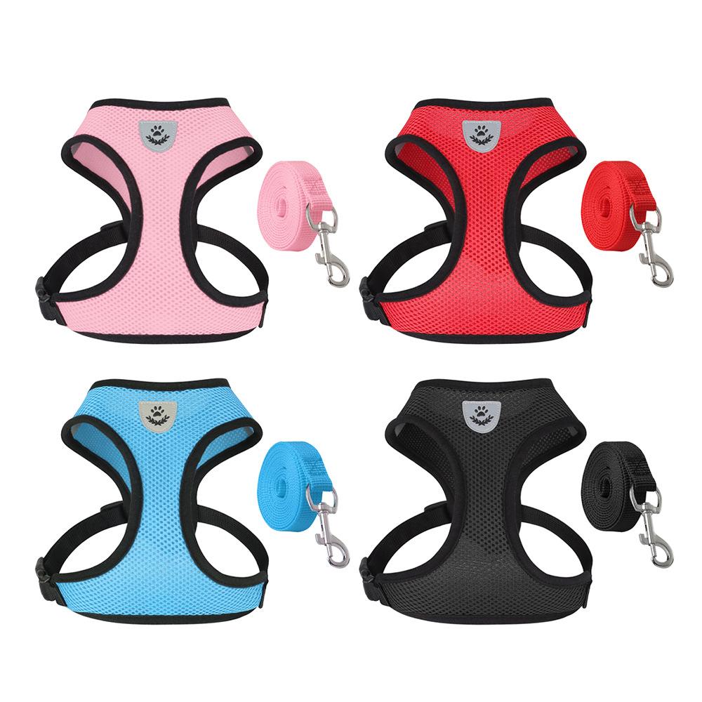 Dog Leash Breathable Mesh Cloth Chest and Back Puppy Reflective Anti-breaking Leash Dog Leash Small Dog Walking Leash