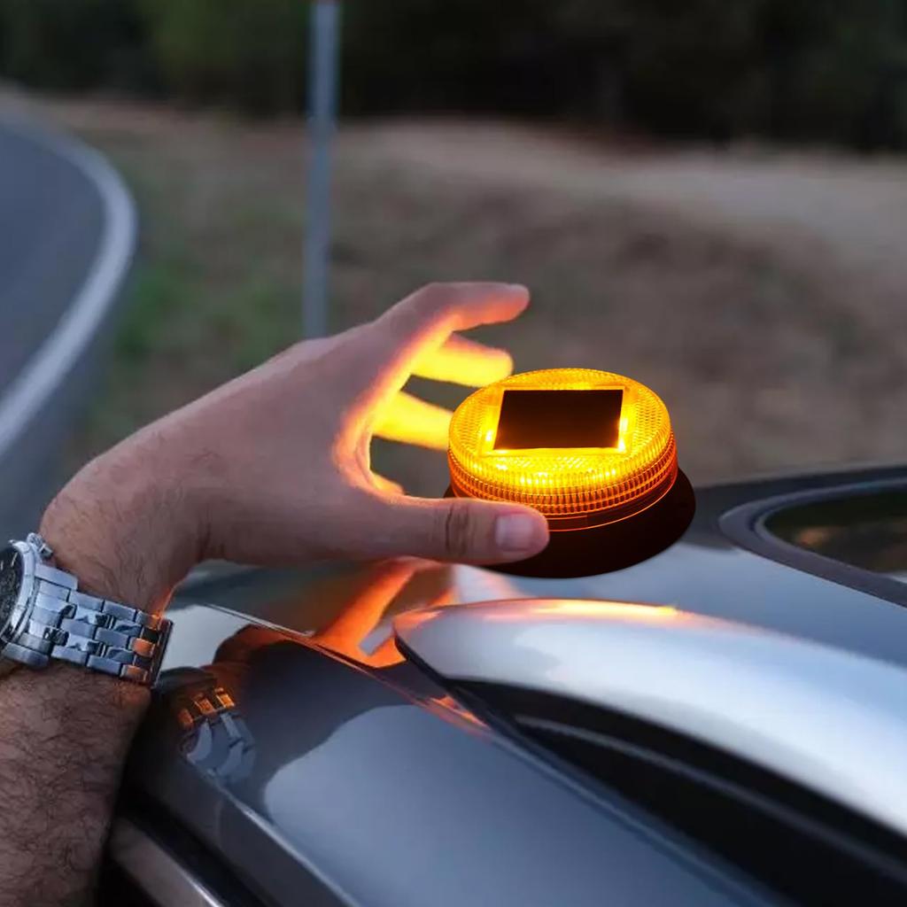 LED Solar Warning Light - Solar Powered Safety Flashing Light with Magnetic Base |