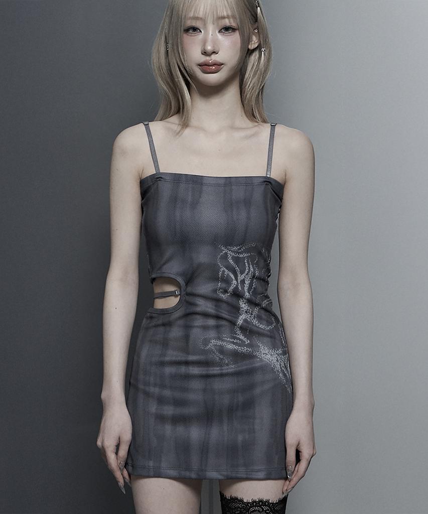 Etosome Side Cut-Out Mini One-Piece (Charcoal)