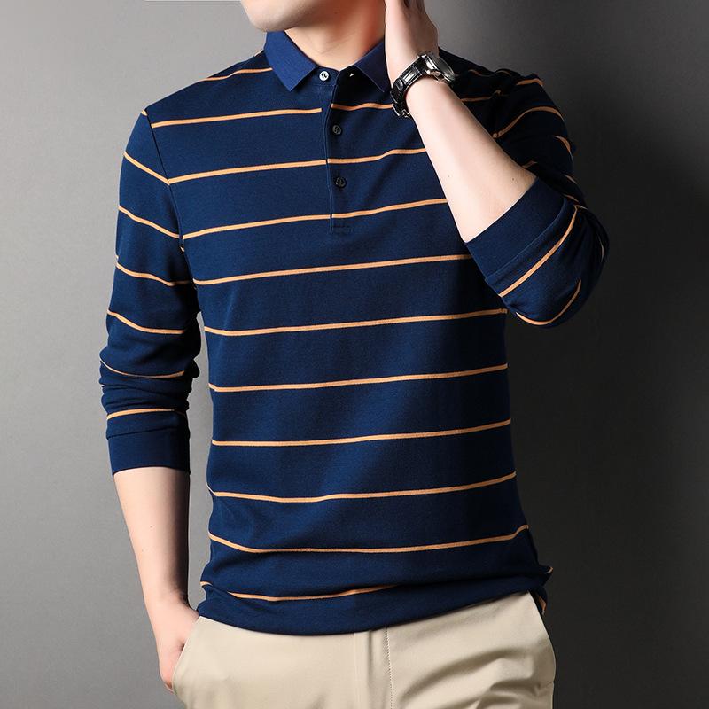 Полосатая мужская рубашка-поло — фото 9