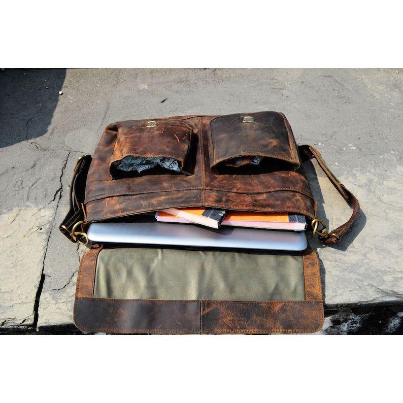 Ręcznie robiona skórzana torba typu cross-body na laptopa, torba podróżna, aktówka biurowa, rustykalna torba, najlepszy prezent świąteczny