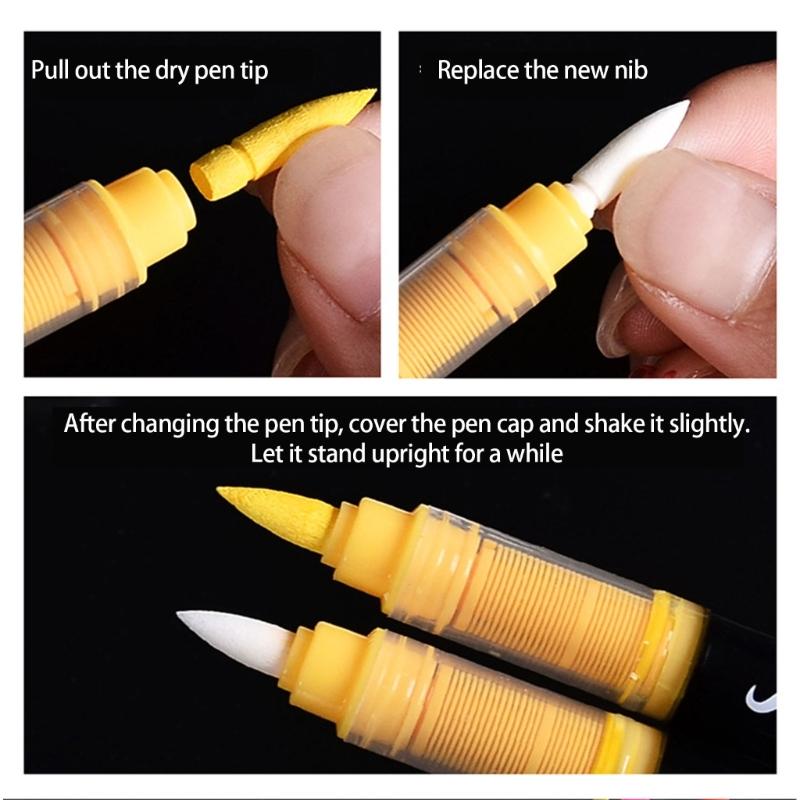 Pack Of 5/10 Acrylic Marker Replacements Brush Tip 1mm-5mm Line Wide Liquid Acrylic Paint Pen Brush Tip For Art Painting