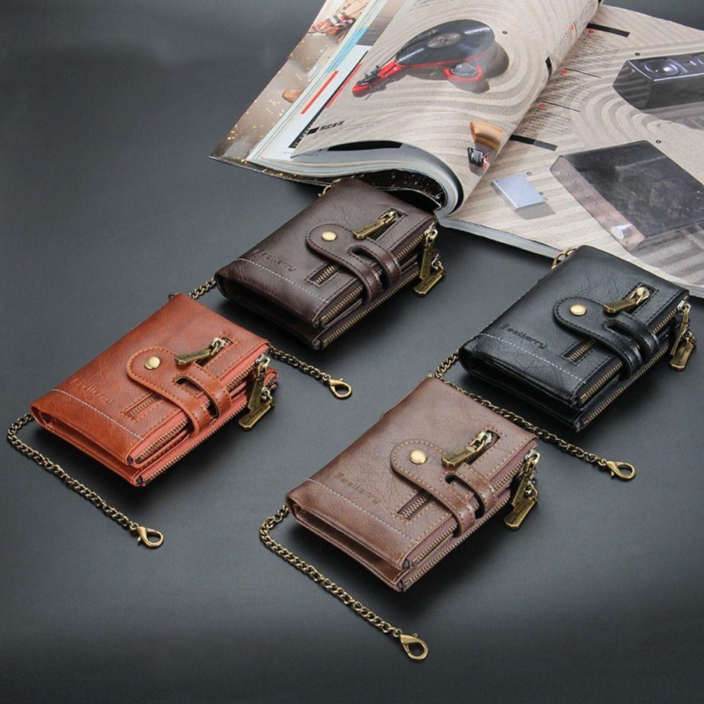 

Solid Color Men s Short Wallet Leather Male Leather Purse Simple Anti-theft Cash Bag Daily Use