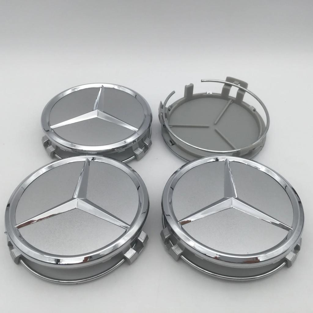 WTNWY1 C200 E200 New 2025 For Mercedes Benz 4pcs 3D 75mm For Mercedes Benz AMG Car emblem Wheel hub Center Cap Badge covers sticker Dec