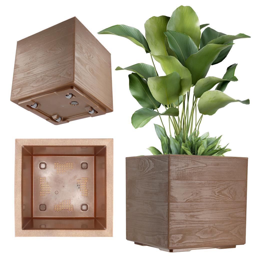 KADAX Flowerpot Flowerpot On Wheels Eco 40x40cm Light Brown