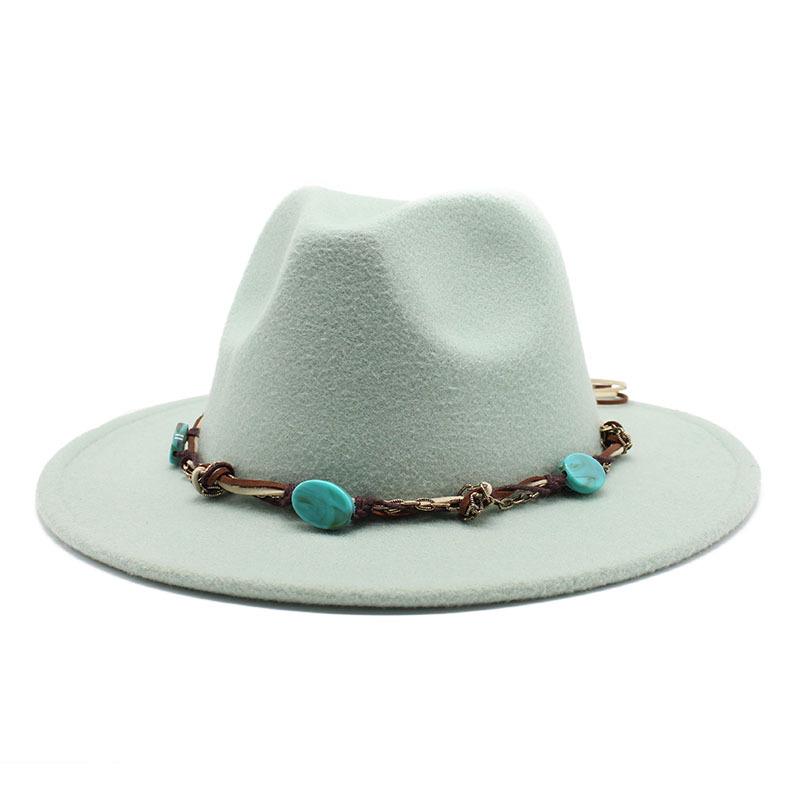 Emerald Western Region Style Top Hat Resin Accessories Jazz Hat Woolen Felt Hat