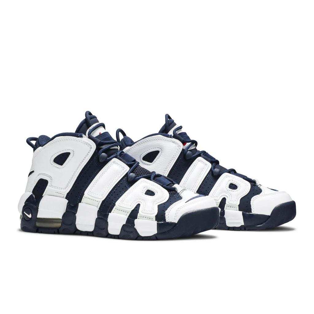 Nike Air More Uptempo Grade School 'Olympic' 2016 (Unisex) White / Mid Navy-Metallic Gold Kids' Basketball Shoes 415082 104
