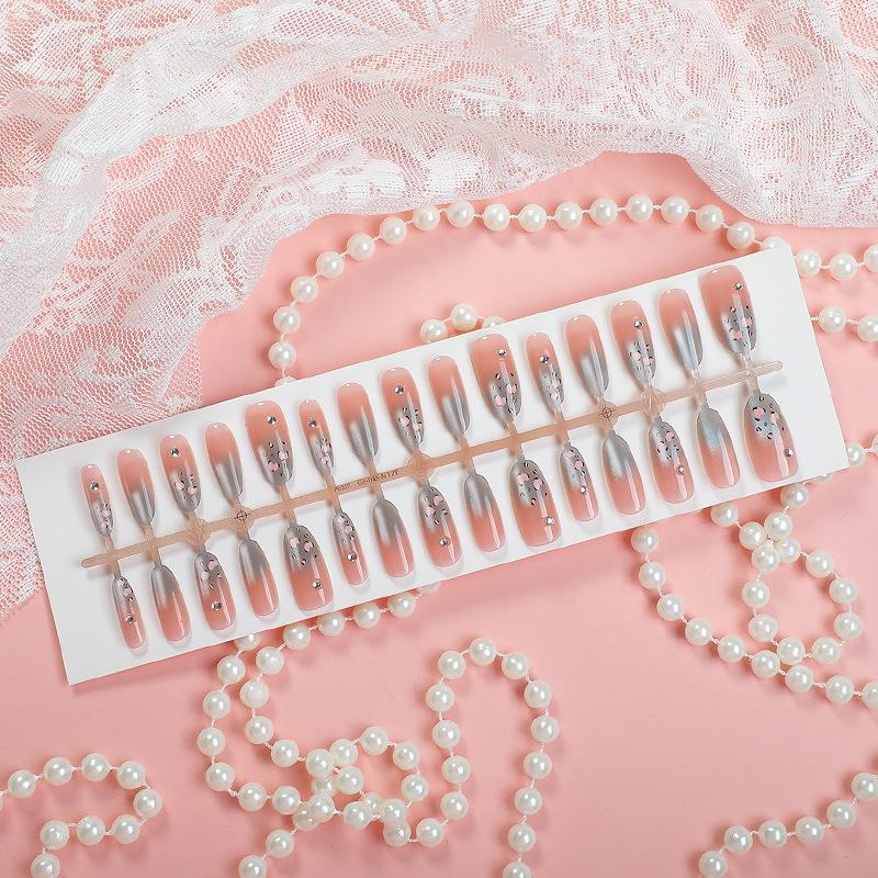 30pcs Hot-Selling Rhinestone Cat Eye French Nail Tips - Handmade Spicy Girl False Nails