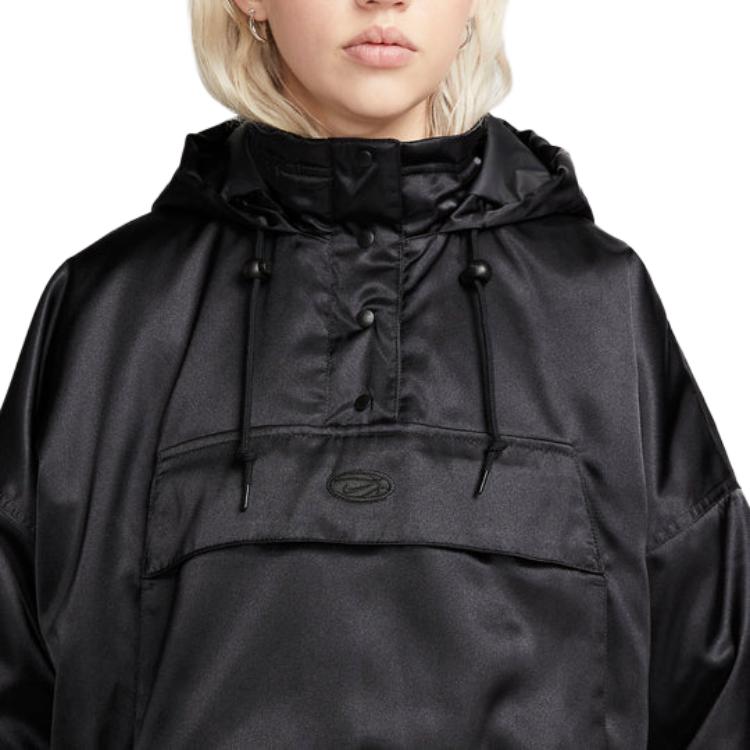 Nike Printed Letter Hooded Long-Sleeve Jacket Women Jackets Black DV8083-010