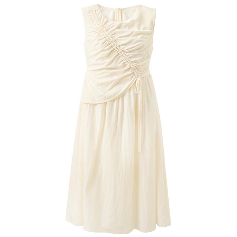 Sancai 2025 Summer Drawstring A-Line Fake Two-Piece Long Vest Dress