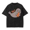 Neil The Seal Kawaii Washed T Shirts Streetwear Hip Hop Vintage T-Shirt Tee Shirt for Men Women Short Sleeve Harajuku Summer