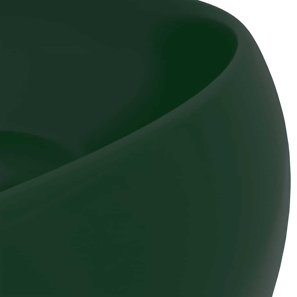 Luxury Round Washbasin Matte Dark Green 40 X 15 Cm Ceramic