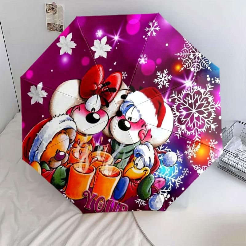 1 PC Automatic Folding Umbrella - Diddl Custom Name Pattern, Portable & Foldable Design with 8 Ribs, Christmas Birthday Gifts