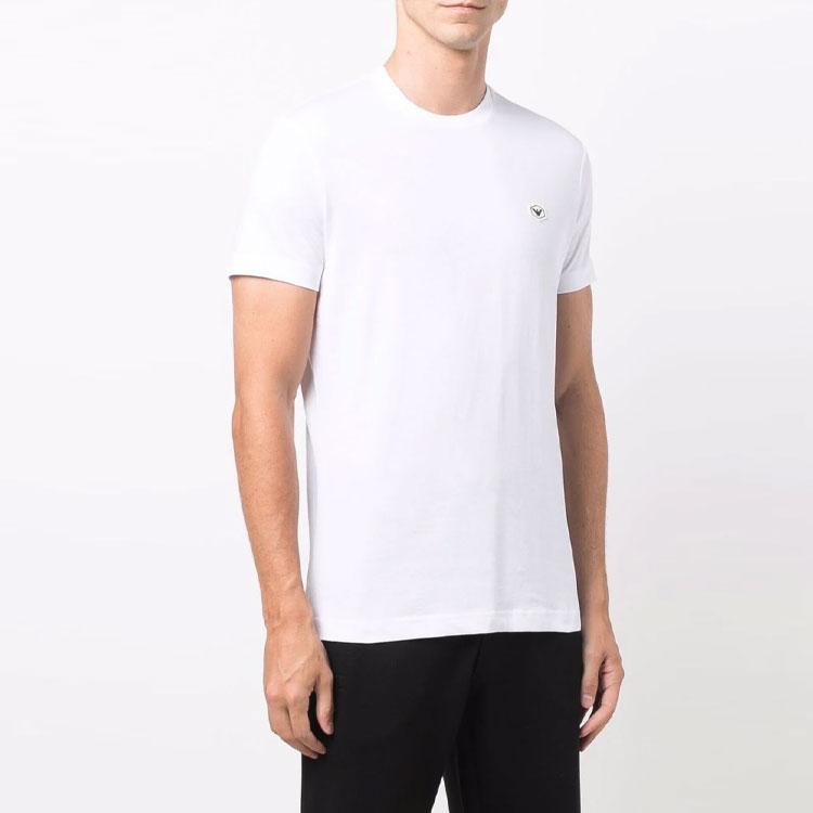 Emporio Armani Solid Logo Patch Short Sleeve T-Shirt Men tops White 8N1TQ61JRGZ0100