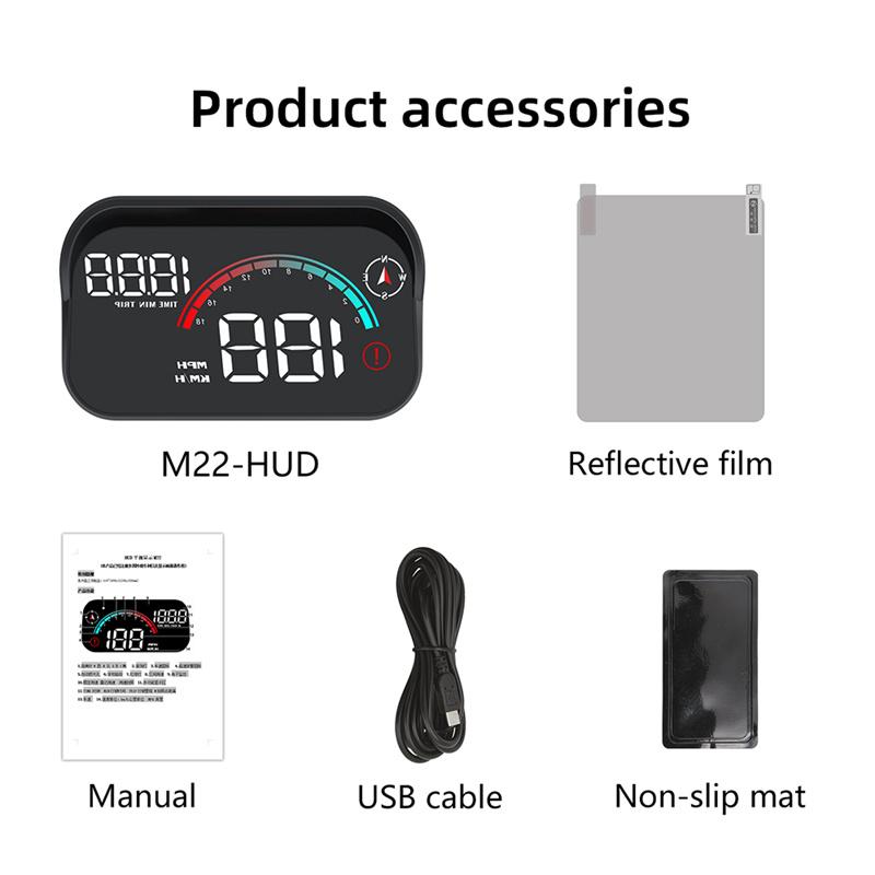 M22 HUD per Auto Head Up Display Universale Digitale GPS Tachimetro HD LCD Proiezione su Vetro Parabrezza Proiettore Per Tutte le Auto