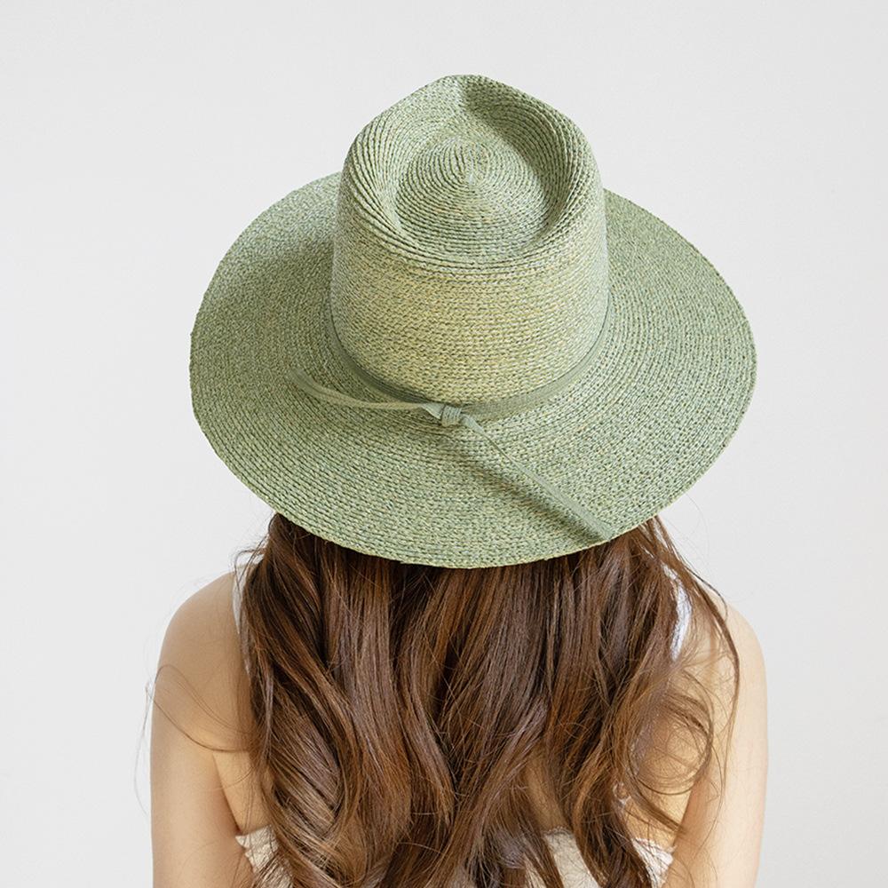 European and American fashion casual department webbing hand-woven dyed raffia jazz hat outdoor sunscreen sunshade straw hat tide