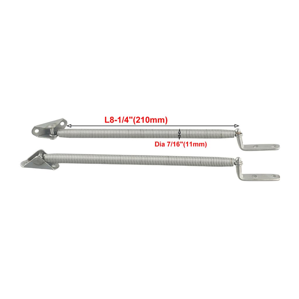 2Pcs Support Spring Adjuster Stainless Steel Boat Hatch Support Spring Adjuster 8-1/4" Boat Door Hatch Cover Springs