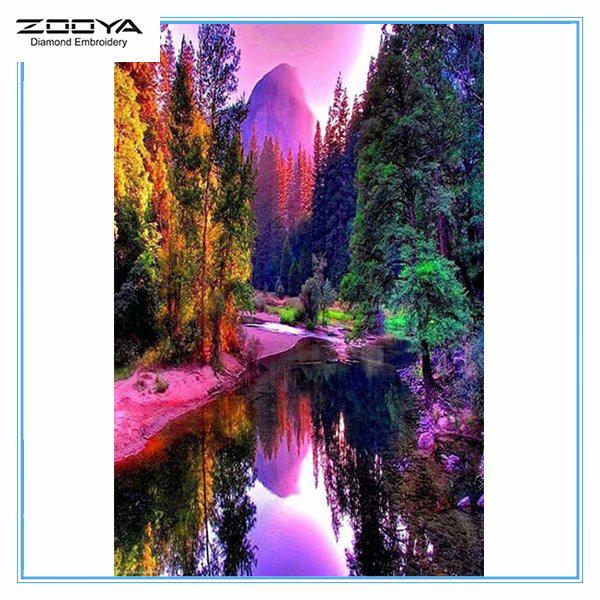 

ZOOYA 3D Алмазная вышивка Картина Вышивка крестом Круглый горный хрусталь Картина Пейзаж