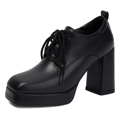 Márka Vintage Női Pumpák Szögletes Orr Blokk Sarok 9.5cm Platform 2cm Fűzős Nagy Méret 46 47 48 Irodai Hölgy Napi Cipő