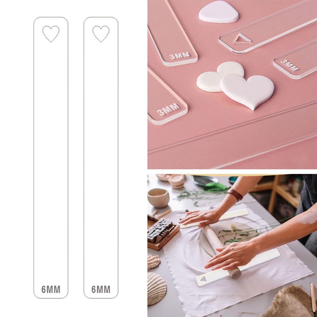 2/3/4/5/6mm Clay Thickness Ruler Acrylic Roller Guide Rail Pottery Teaching Rolling Ruler Clay Depth Guide Pottery Tools