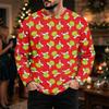 Tricou Casual Bărbați cu Mânecă Lungă, Croială Largă, Gât Rotund, cu Imprimeu de Crăciun pentru Toamnă Iarnă