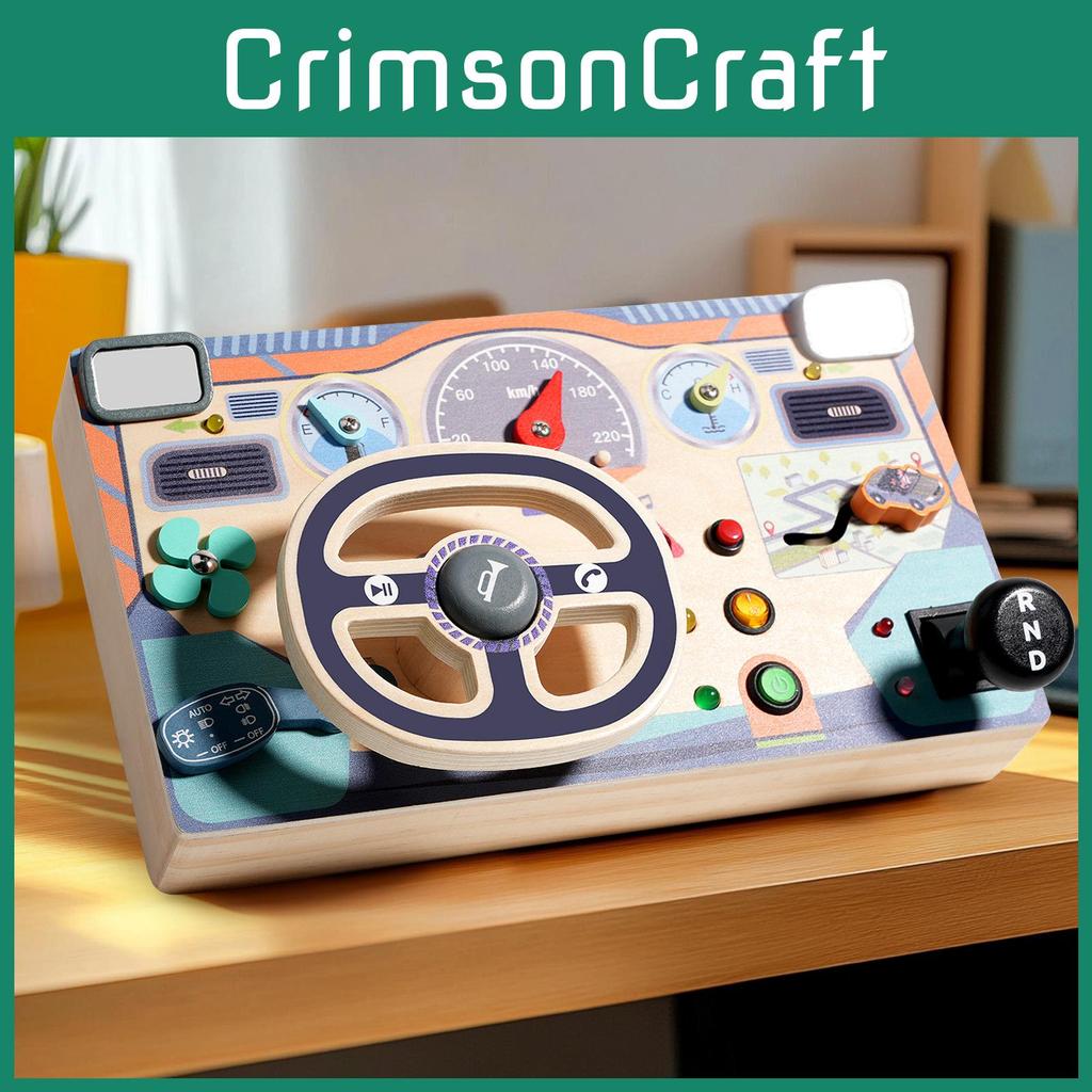 Busy Children Board With Wooden Steering Wheel Learning Toy Development Brain