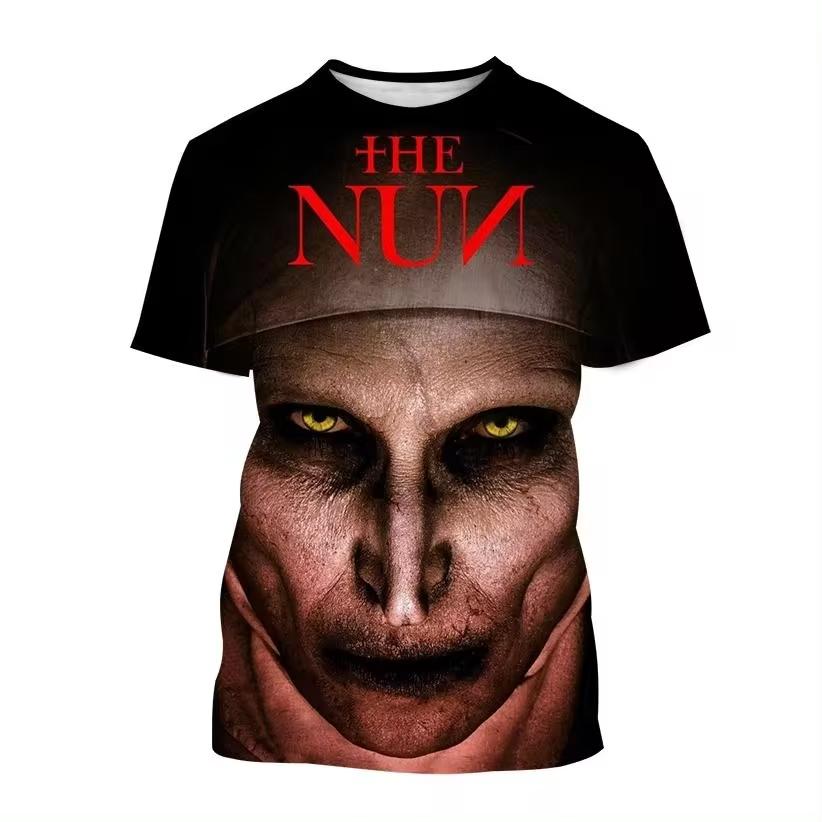 Magliette Grafiche Film Horror The Nun Stampa 3D Uomo/Donna Manica Corta Girocollo T-shirt Oversize Streetwear Harajuku Magliette Y2k Top