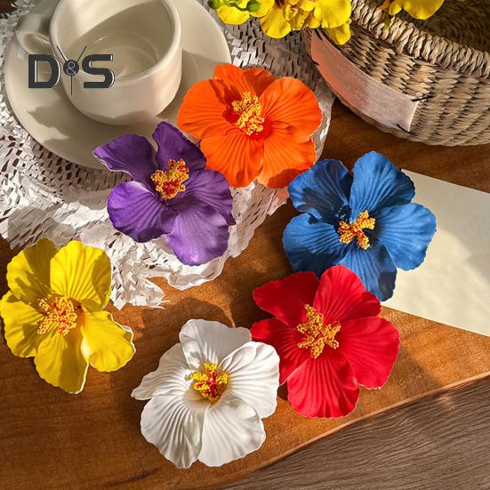 Women Hair Clip Vibrant Color Imitation Flower Decor Beach Vacation Hair Pin Party Wear Hair Accessory
