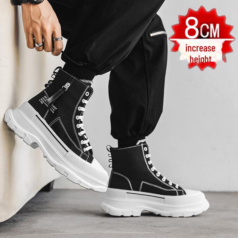Unsichtbare, höhenverstärkende Herren-Sneaker: 12 cm High-Top, 10 cm lässiges Canvas, trendige Schuhe mit dicker Sohle, COS.