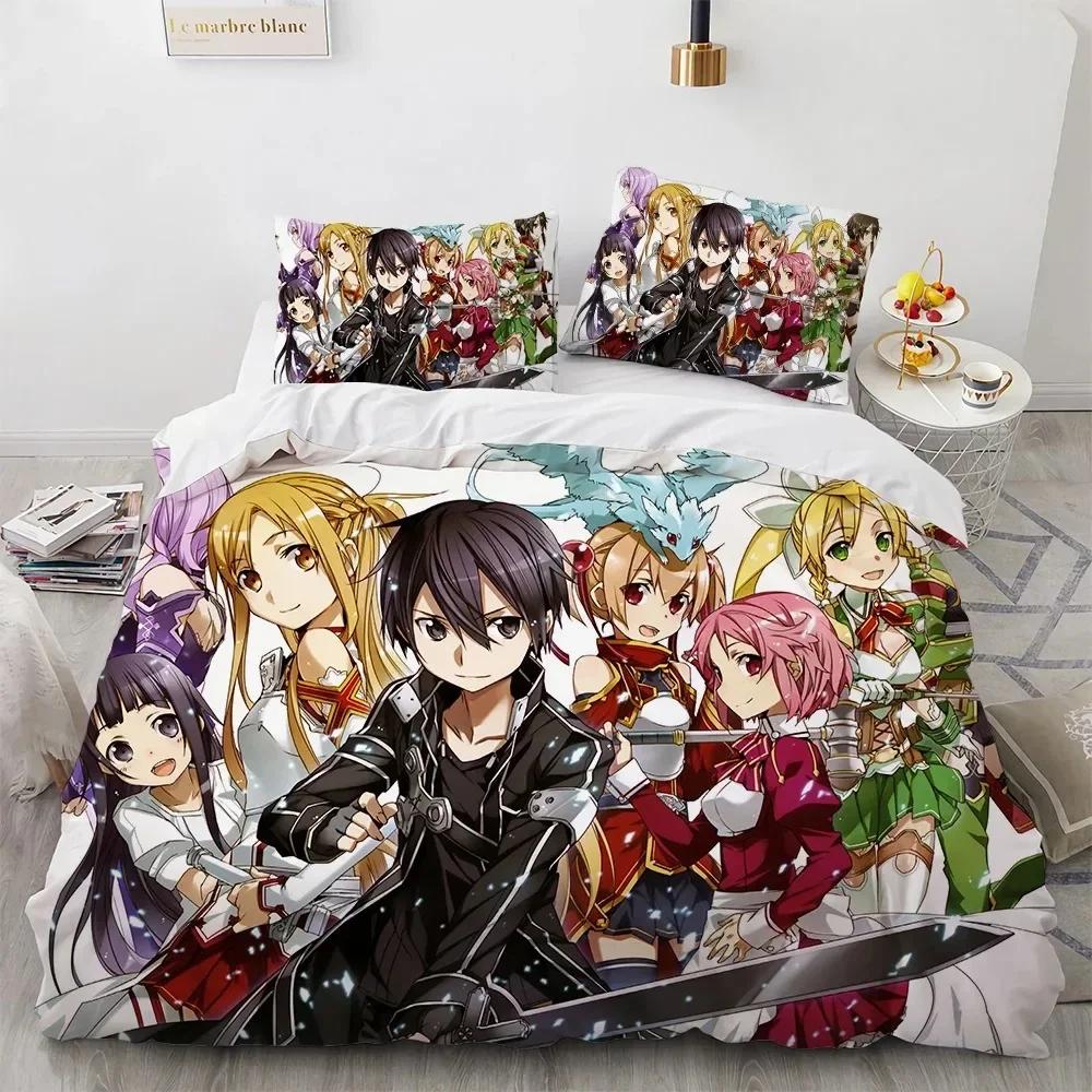 Sword Art Online Bedding Set Printed Bed Set With Pillowcase Duvet Cover Soft Single Double Queen Super King Size Adults Kids