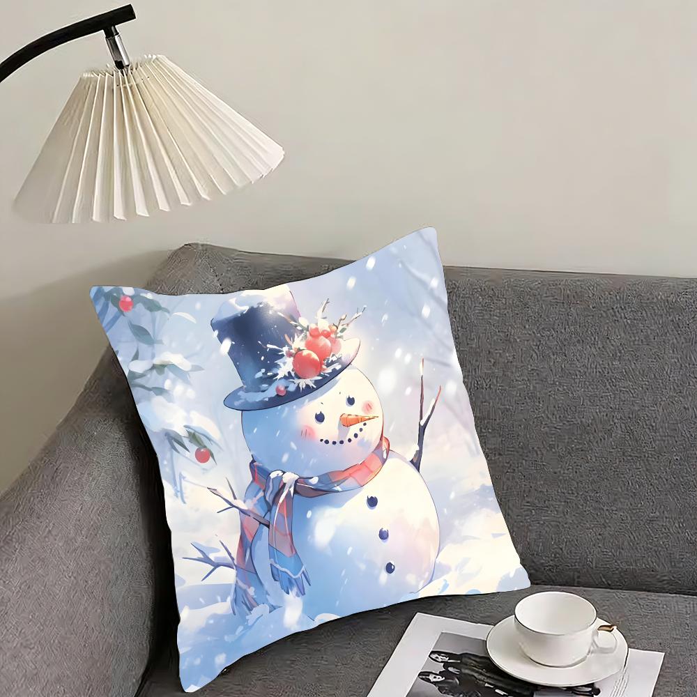 Snowman Cute Cushion Cover Pillowcase Ultra Soft Skin Friendly Fabric Cloud Like Comfort  Concealed Zipper