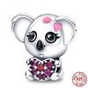 Fit Charms Fororiginal Bracelets Animal Series Flower Rabbit Holding Heart 100%Copper Jewelry Making For Women Gift