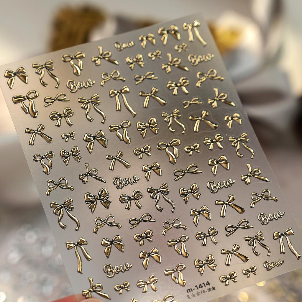 5D Exquisite Galaxy Tassel Nail Art Sticker Silver Meteor Star Chain Embossed Self-Adhesive Manicure Nail Decals for Women