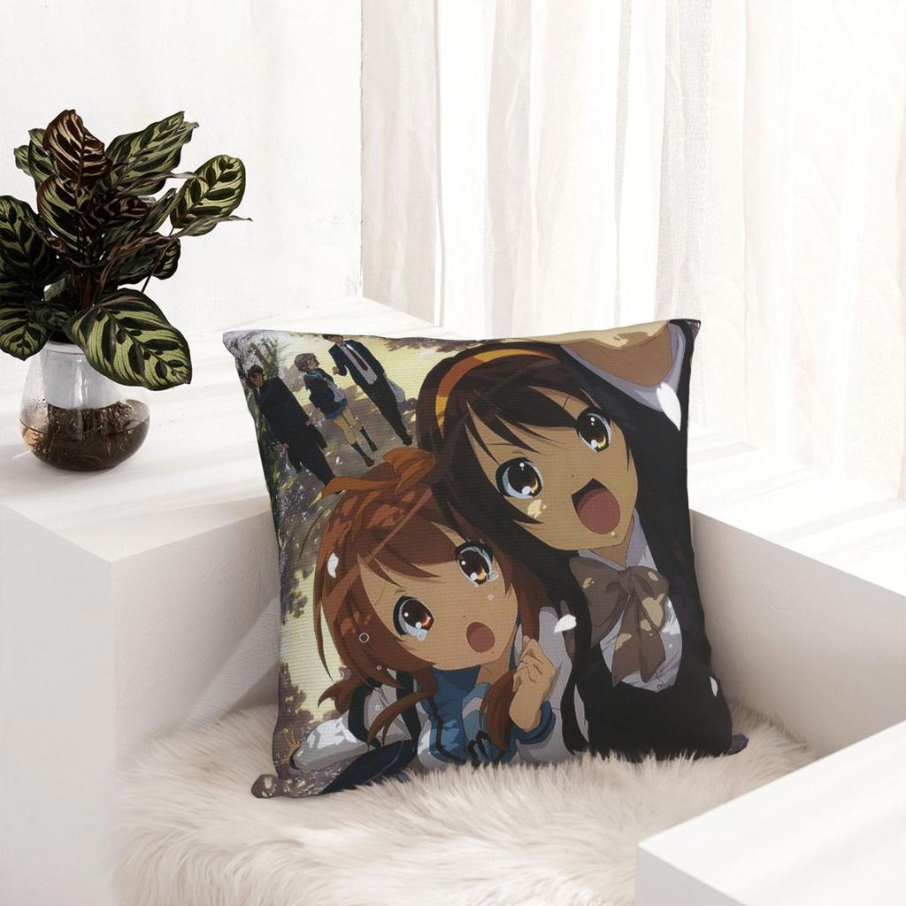The Melancholy Of Haruhi Suzumiya Anime Square Pillowcase Cushion Cover Pillow Case Throw Pillow Cover for Home Bedroom Car