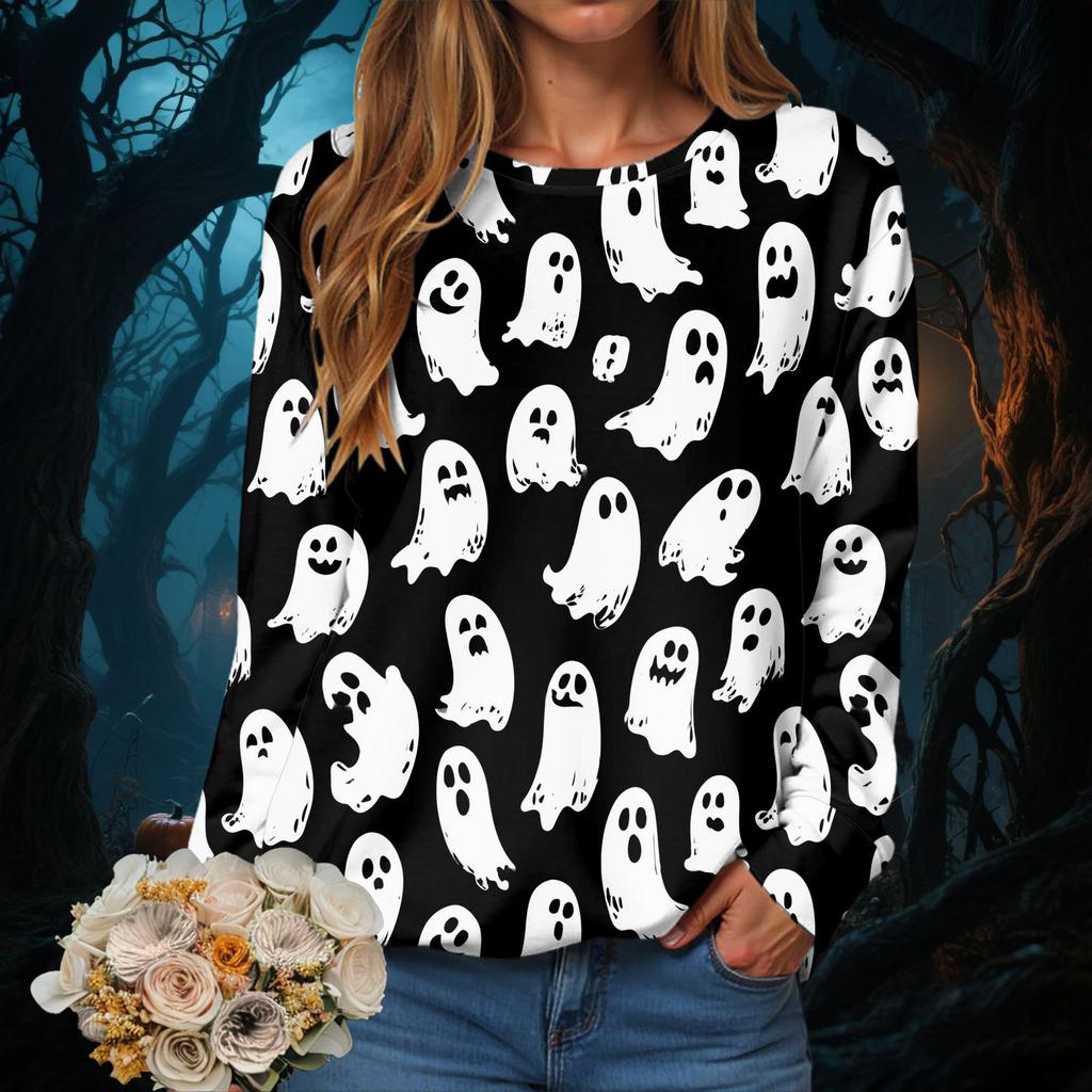 Women Autumn Casual Soft Hoodie Crewneck Sweatshirt Halloween Season Sweatshirts Hot Sales Fashion Sports Jogging Clothes